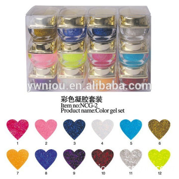 12 colors 0.5oz nail care glitter powder gel nail in acrylic box